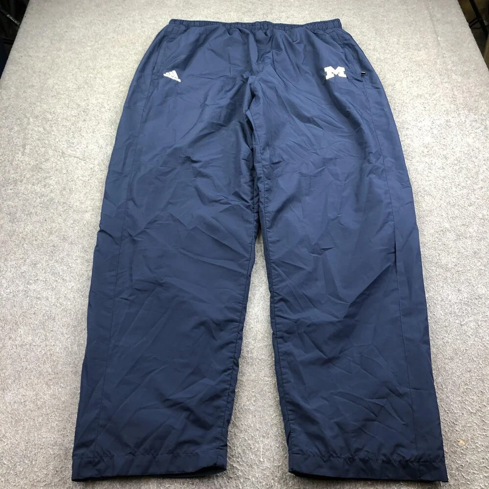 Michigan Wolverines Pants Mens 2XL Blue NCAA Football Adidas Track Warm Up